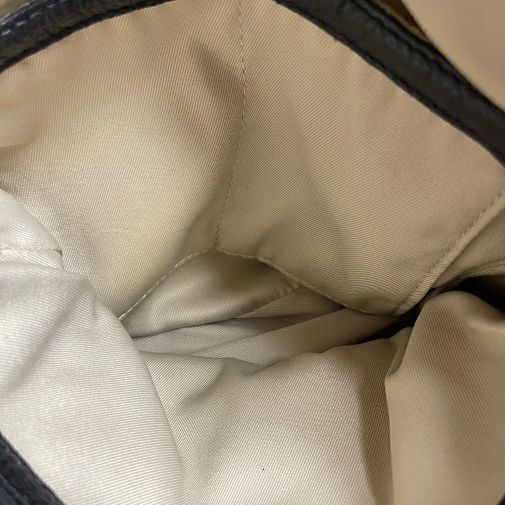 Valentina Italia black pebble leather bucket style shoulder bag tan trim… - Picture 9 of 10